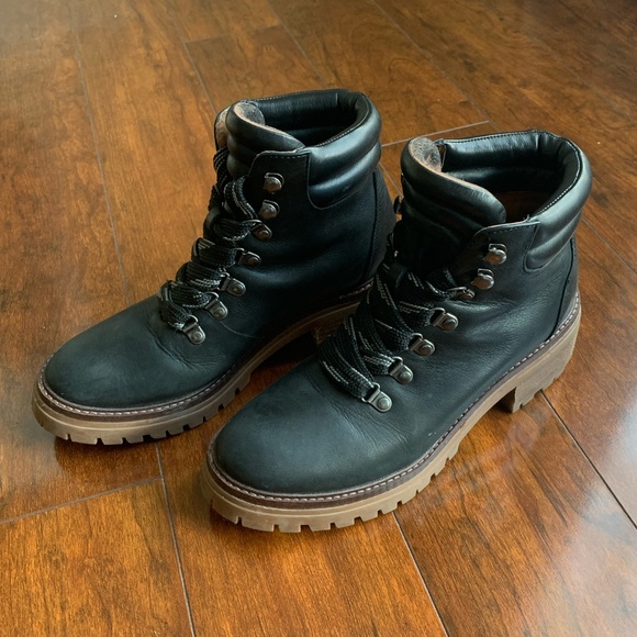 Waterproof Leather Winter Black Boots - Picture 2 of 5